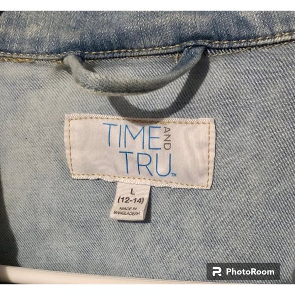 TIME AND TRU Womens Denim Jean Jacket Light Wash Stretch Size L 12-14 EUC - Picture 6 of 8